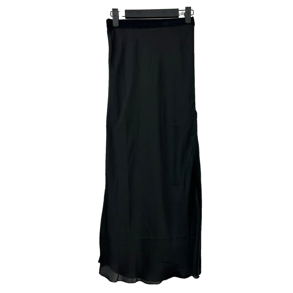 Intimately Free People Black Maxi Half Slip Skirt Layering Piece Sheer Hem Sz XS
